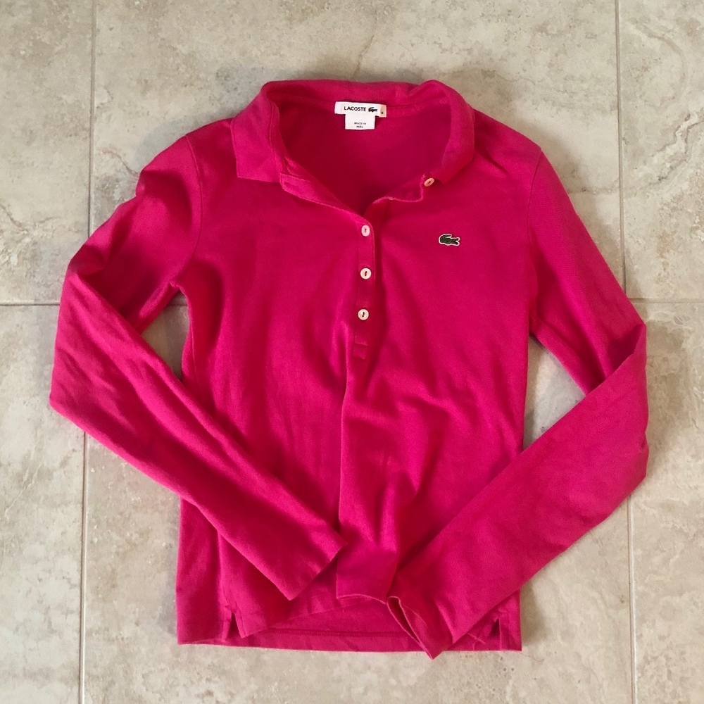 Lacoste Hot Pink Long Sleeve Polo